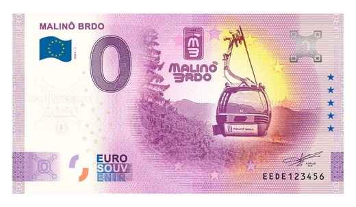 0 Euro Souvenir Malinô Brdo s prítlačou ANNIVERSARY 2020