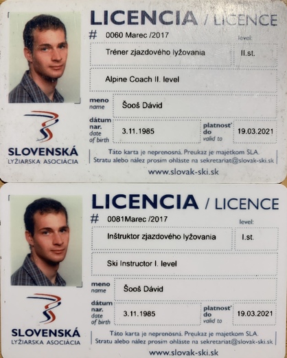Licencie - inštruktor Dávid